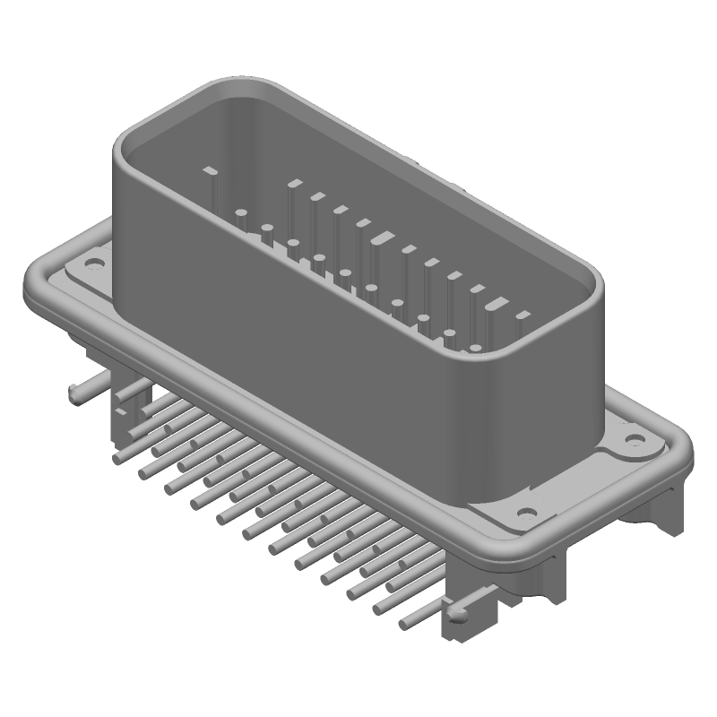 35 Pos Rectangular Connector, Right Angle, 250V, Gold/Tin