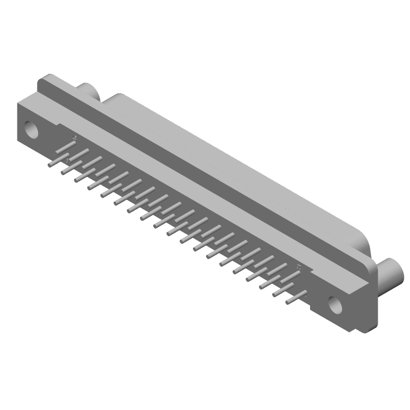 37 Pos Female D-Sub Connector, Straight, Shielded, Solder, Through Hole