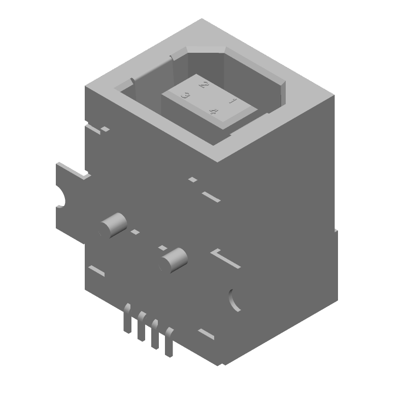 4 Pos USB 2.0 Female RA SMT Connector, 1A, Gold Plated