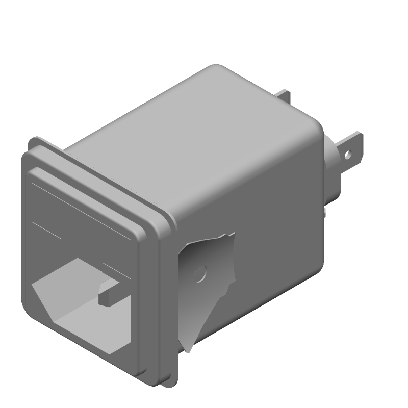 3-Pos AC Power Connector, 6A, 250V, Male, Straight, Snap-in