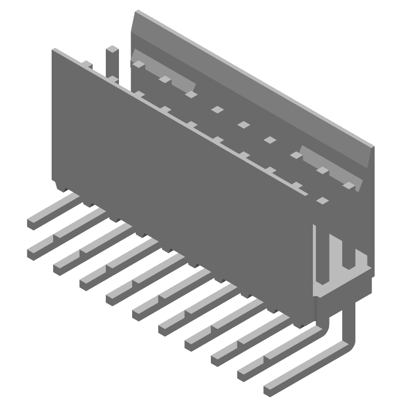 20 Pos 2.54mm RA Thru-Hole Header, 3A, Tin, Blue