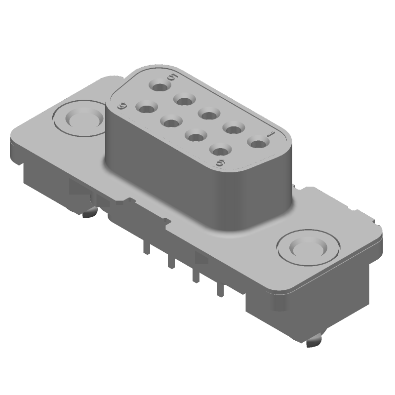 D-Subminiature Connector, 9 Pos, Female, Straight, Solder, Thru-Hole