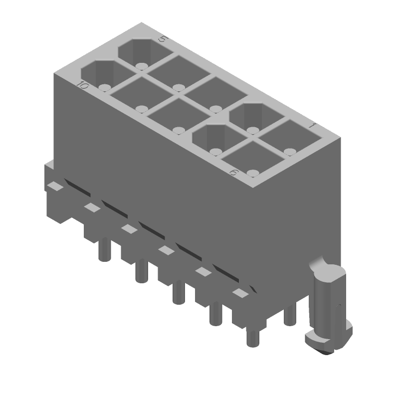 10 Pos Power Header, 9.5A, 600V, Solder, Thru-Hole, White