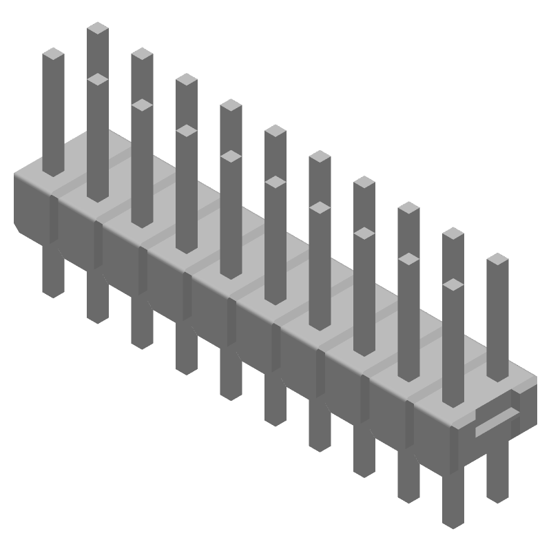 20 Pos 2.54mm Straight Header, Male Pin, Gold/Tin Plated