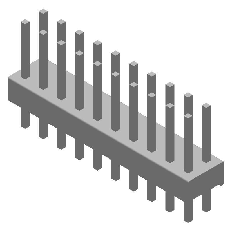 20 Pos 2.54mm Straight Unshrouded Header, Male Pin, 3A, Tin