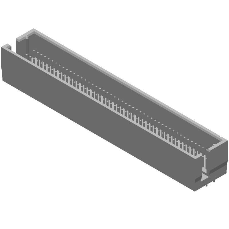 100 Pos 1.27mm Shrouded Header, 2 Rows, Straight, Thru-Hole