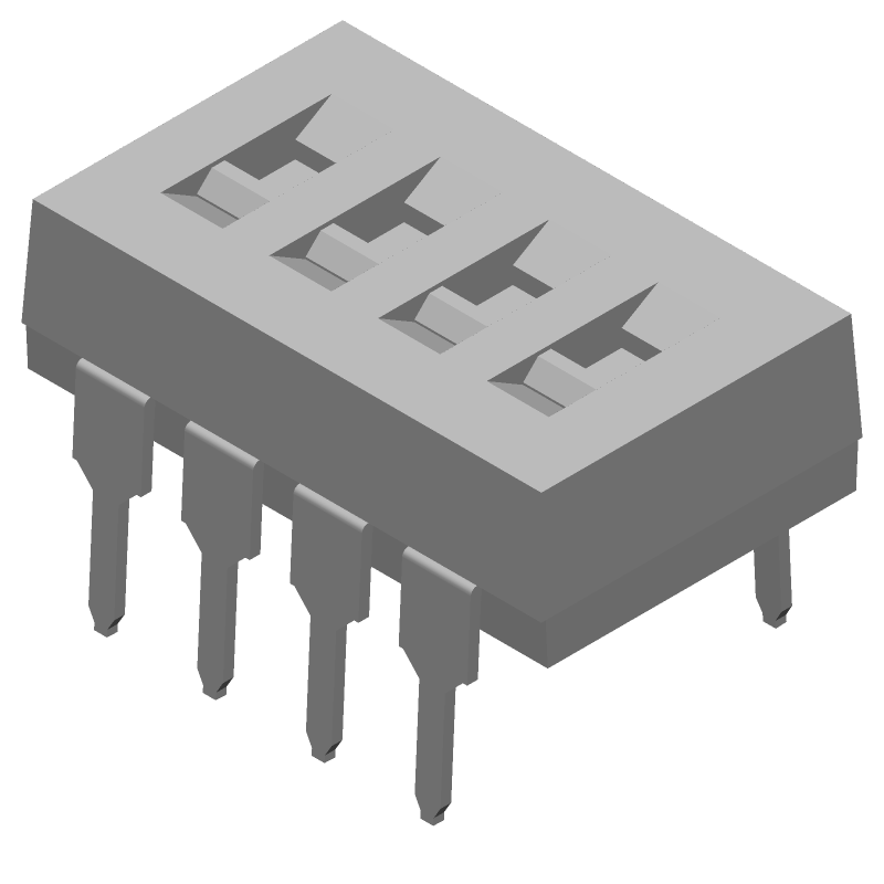 4 Pos SPST Rotary Slide DIP Switch, 1A, Gold, Thru Hole