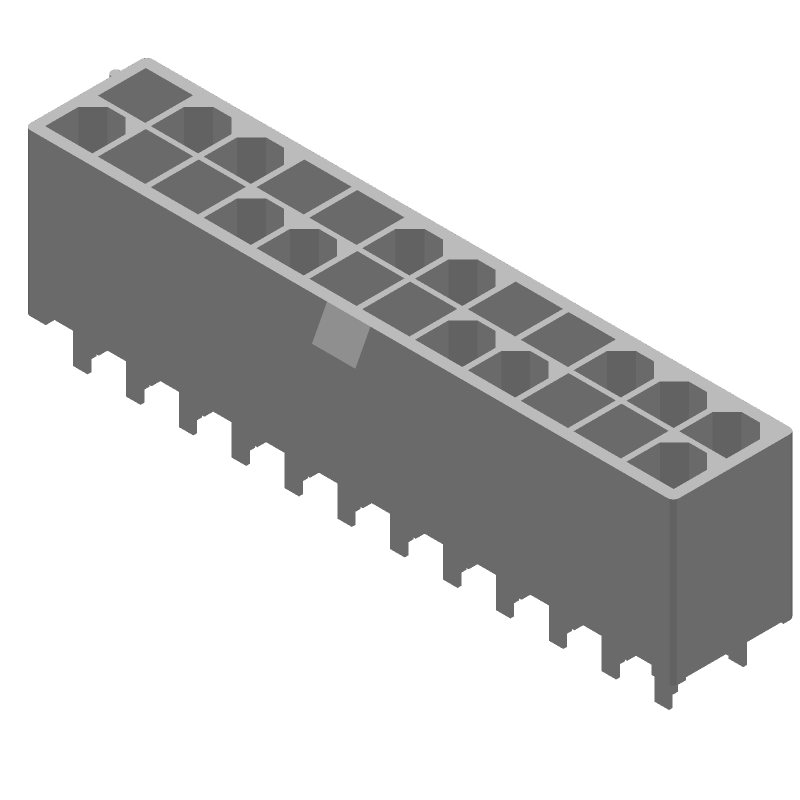 24 Pos Power Connector, Wire-to-Board, 9A, 600V, Male, Through Hole