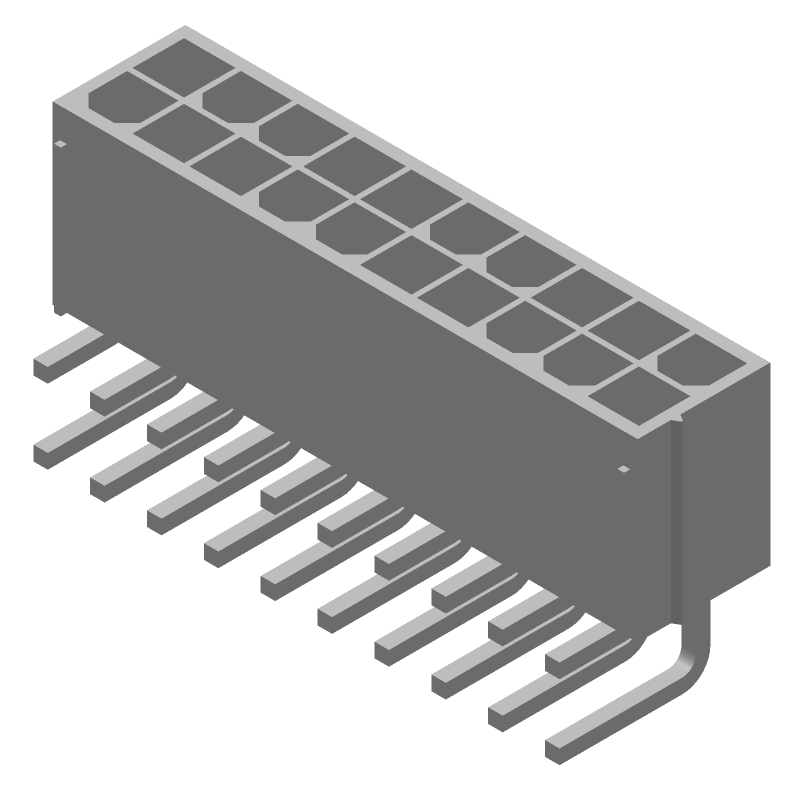 20 Pos 4.2mm Pitch RA Header, 9A, 600V, Tin, Through Hole
