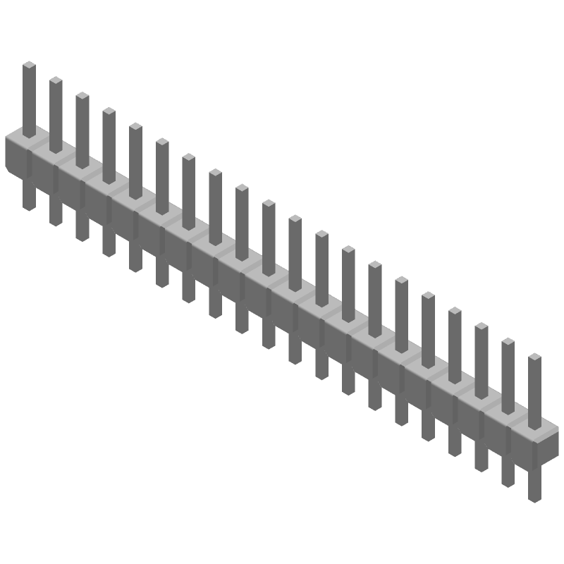 20 Pos 2.54mm Unshrouded Header HDR, Straight, Gold/Tin Plated