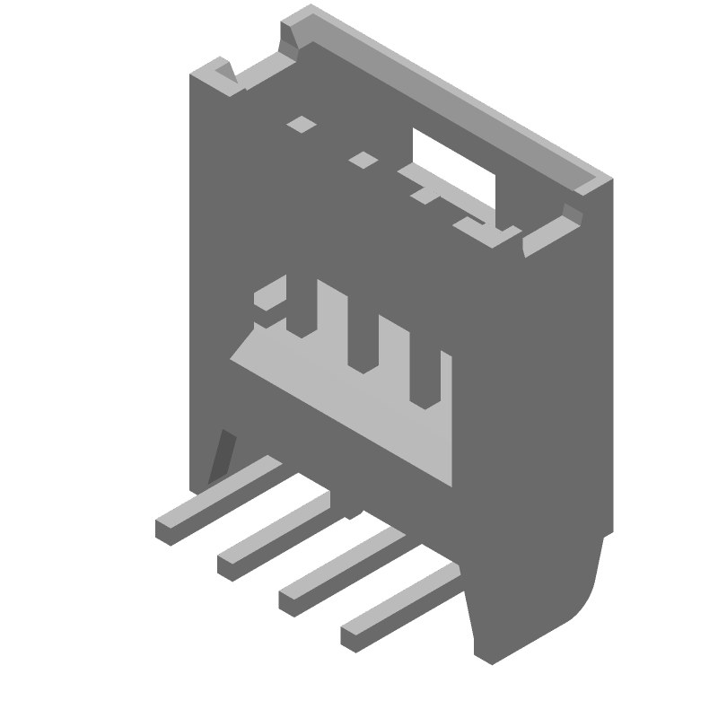4P AMPMODU II Header, 2.54mm Pitch, RA, Tin, Male Pin, 3A, 40V