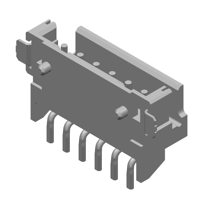 6P 2A 125V Male Pin Header, SMT, Right Angle, 2mm Pitch
