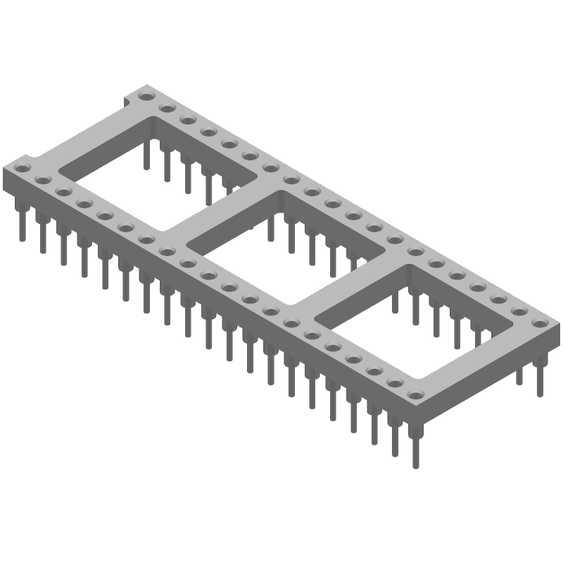 40 Pos DIP Socket, 3A, Gold/Tin, Through Hole, Straight