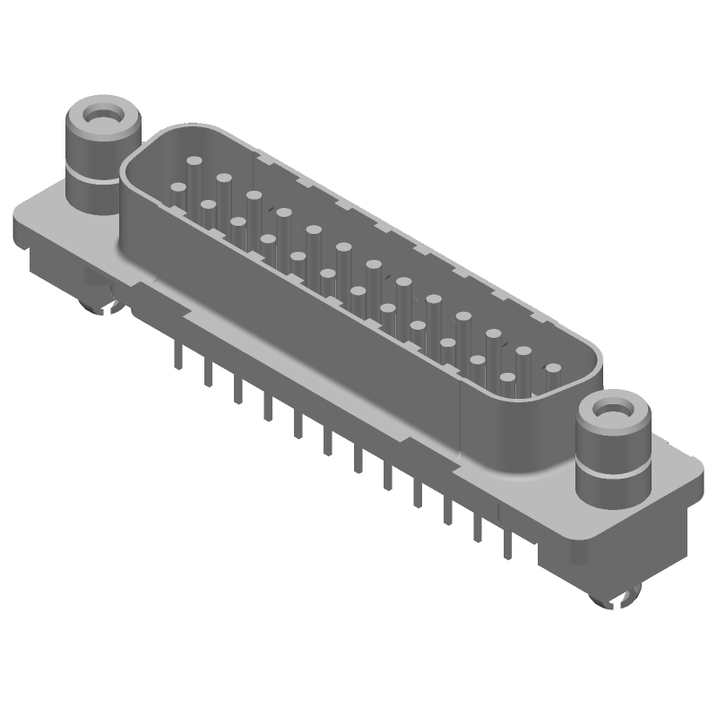 25 Pos HD D-Sub Connector, Male, Straight, Through Hole, Gold/Tin
