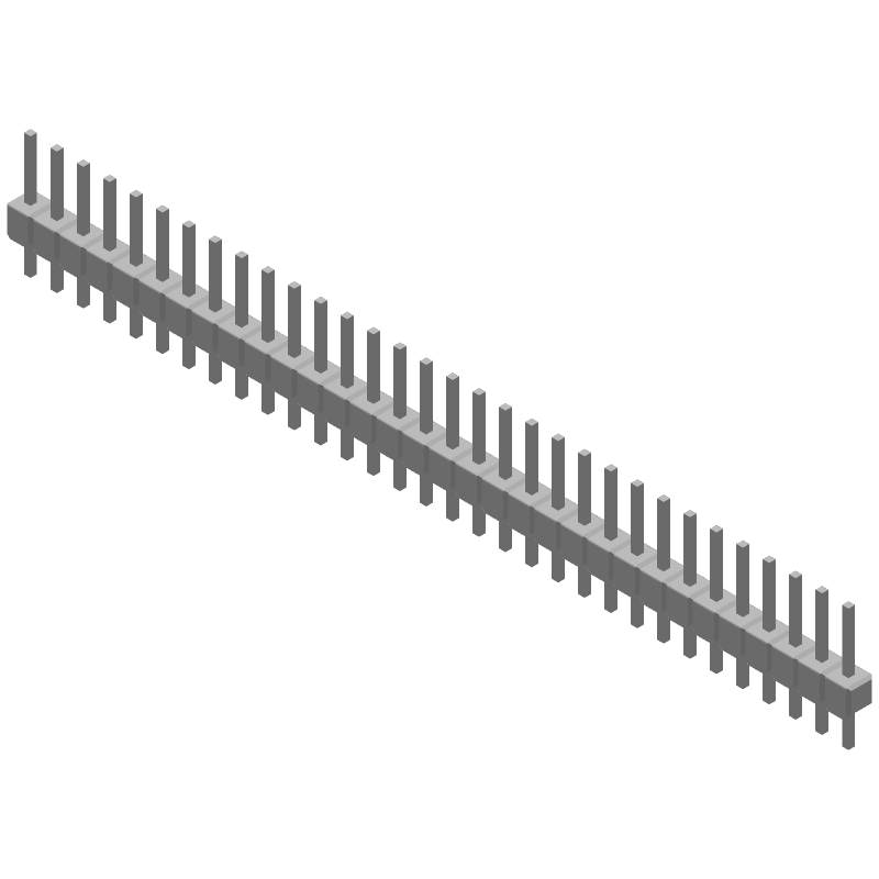 32 Pos 2.54mm Header, Male Pin, Gold, Straight, Thru-Hole