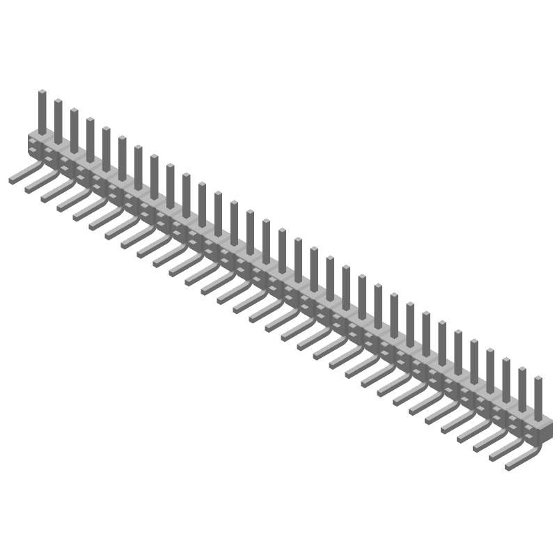 32 Pos 2.54mm RA Thru-Hole Header Connector, 5A, Gold/Tin