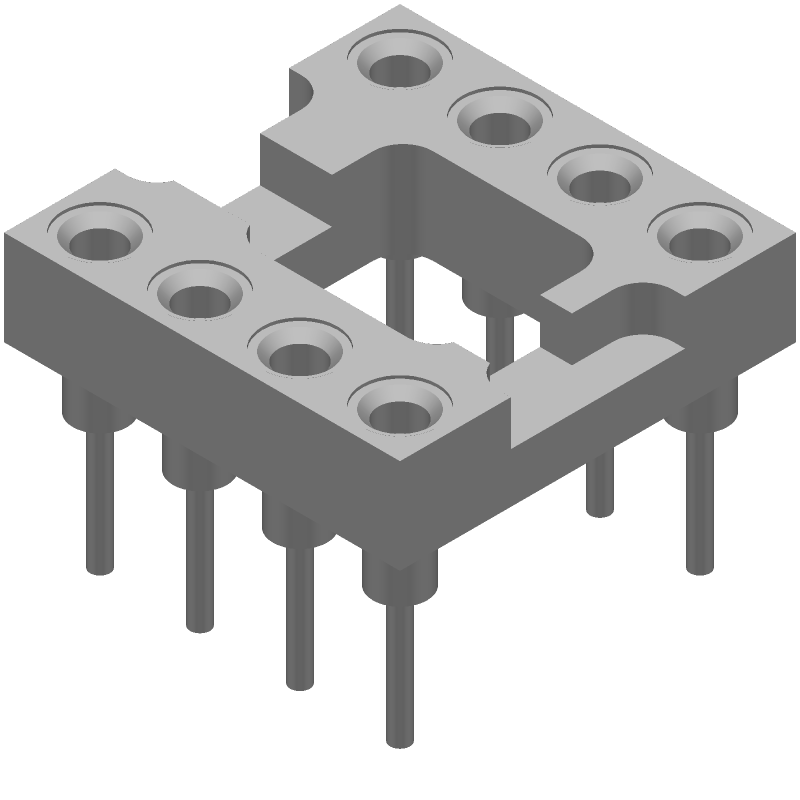 8-Pos DIP Socket, 3A, Gold Plated Copper, Through Hole
