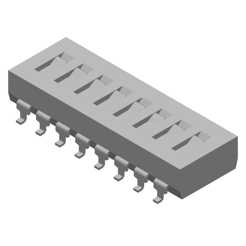 8-Pos Slide DIP Switch, 1A, 24VDC, SMT, Gold, SPST