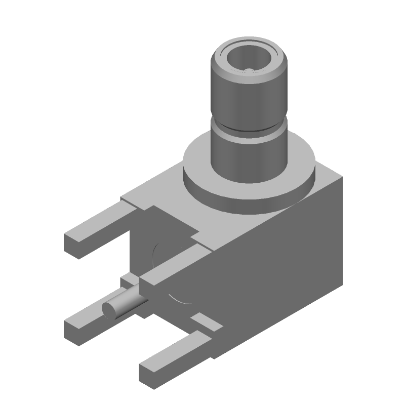 SMB RF Connector, Female, 4GHz, 75 Ohm, Gold, Solder, RA Thru-Hole