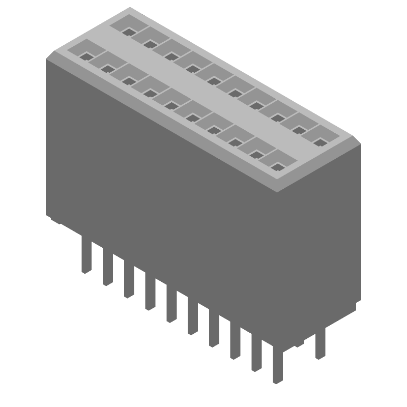 20 Pos 1.27mm Pitch Female Socket Header, Straight, Thru-Hole