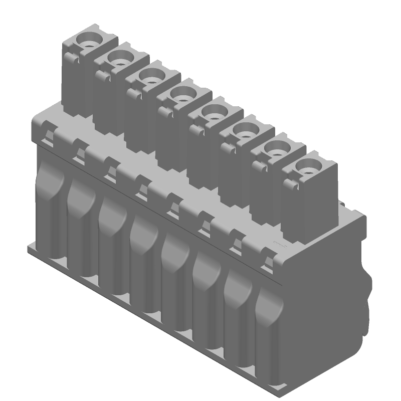 8 Pos Green Terminal Block, 300V, 11A, Push-In, Cable Mount