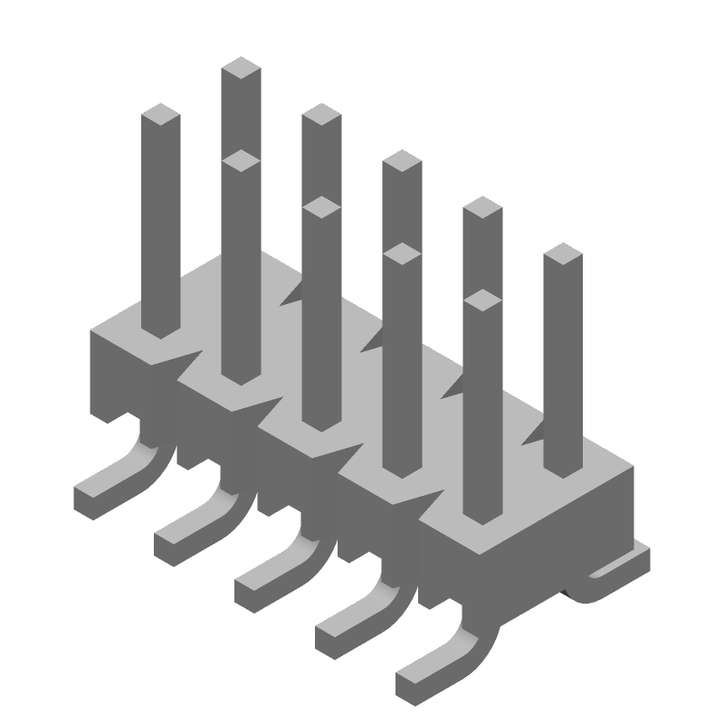 10 Pos 2 Row 2.54mm Pitch Male Header, 3A, Gold, Straight, SMD