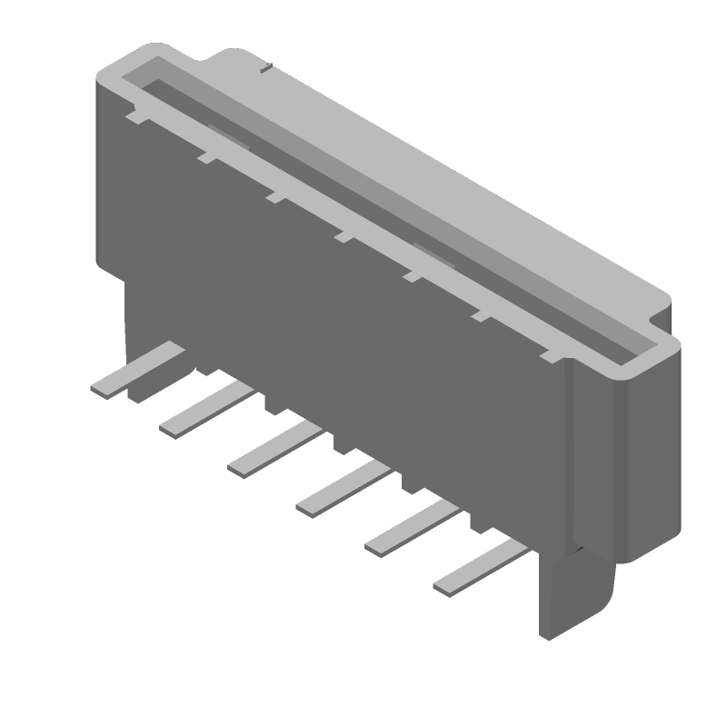 6 Pos FFC/FPC ZIF Socket, 2.54mm Pitch, RA Thru-Hole Solder