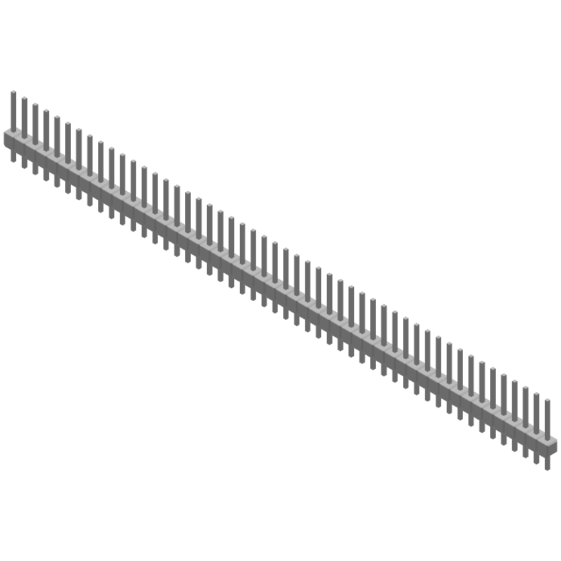 50 POS 2.54mm Male Header, Straight, Thru-Hole, Gold/Tin Plated
