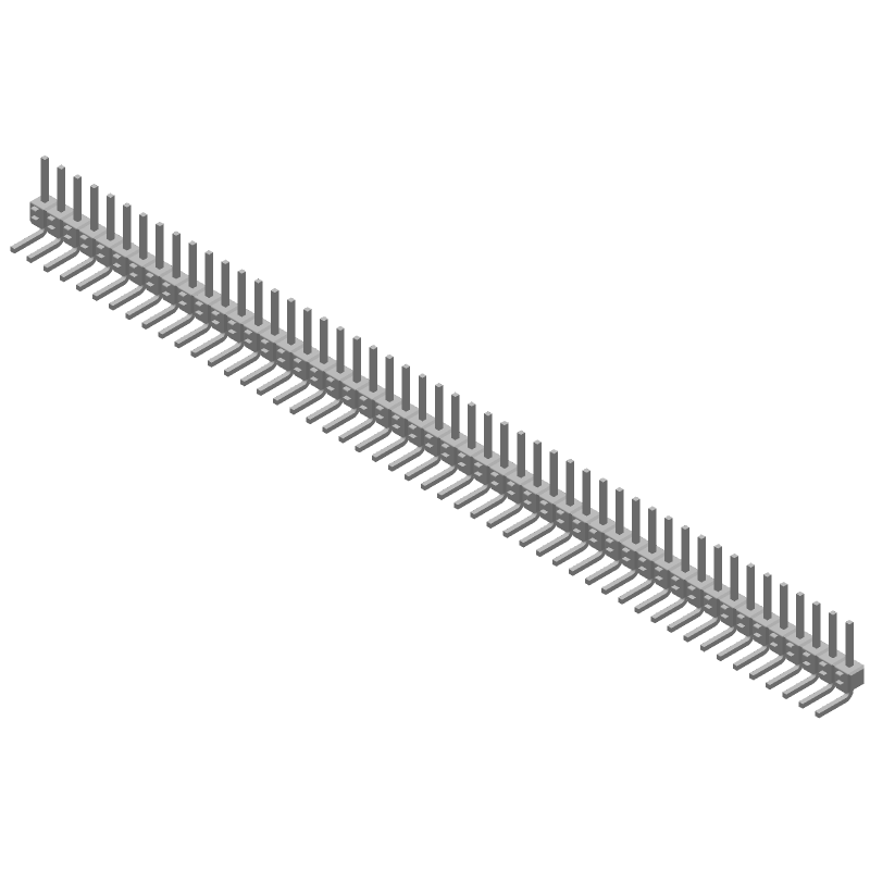 50 Pos 2.54mm RA Thru-Hole Unshrouded Header, 3A, Tin