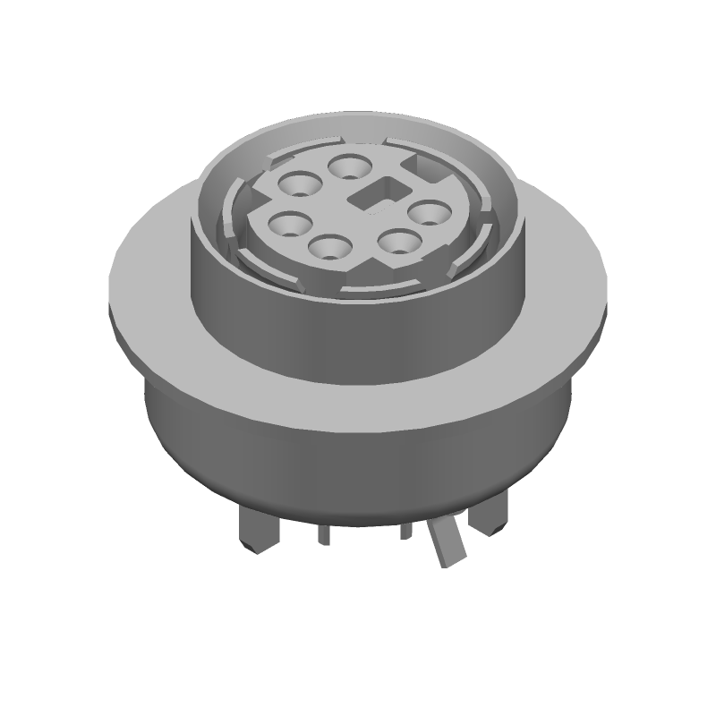 6 Pos Female Circular Connector, Straight, Solder, Thru-Hole, Shielded