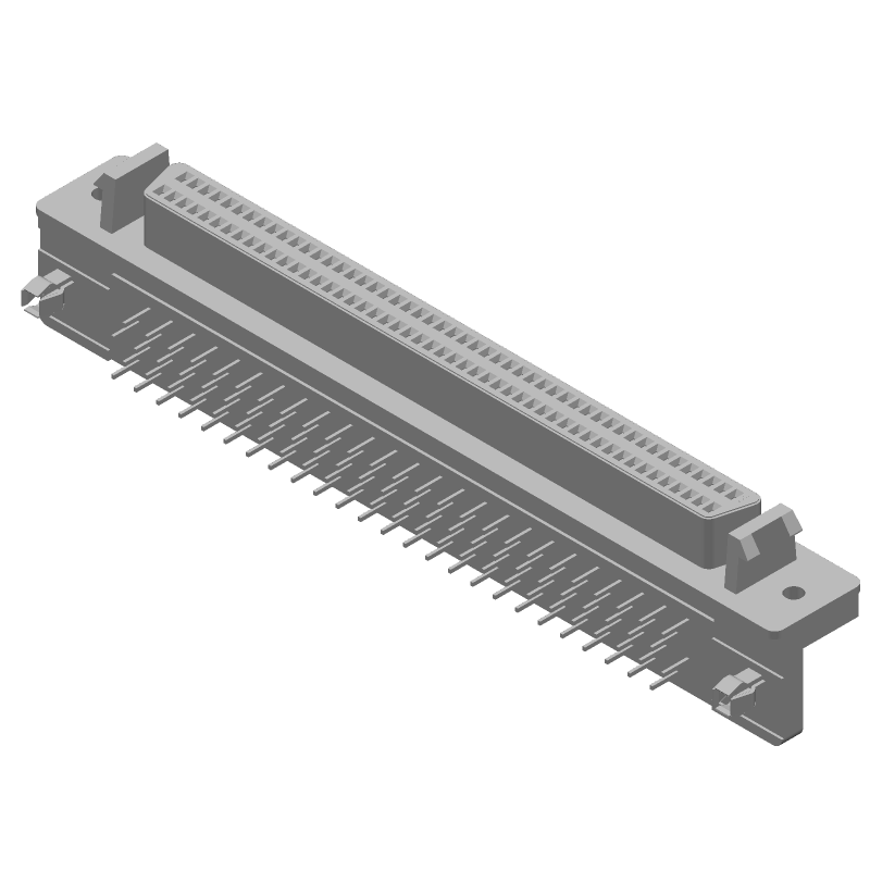 100 Pos D-Sub Connector, Female, Right Angle, Shielded, Gold/Tin