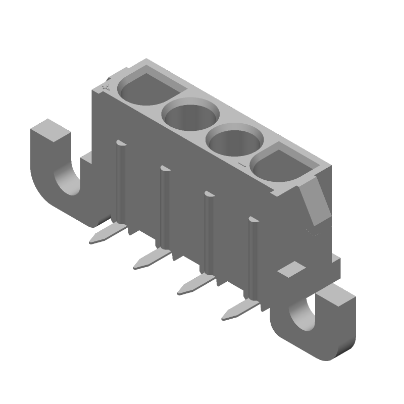 4P Power Connector, 19A, 600V, Receptacle, Right Angle, Wire-to-Board