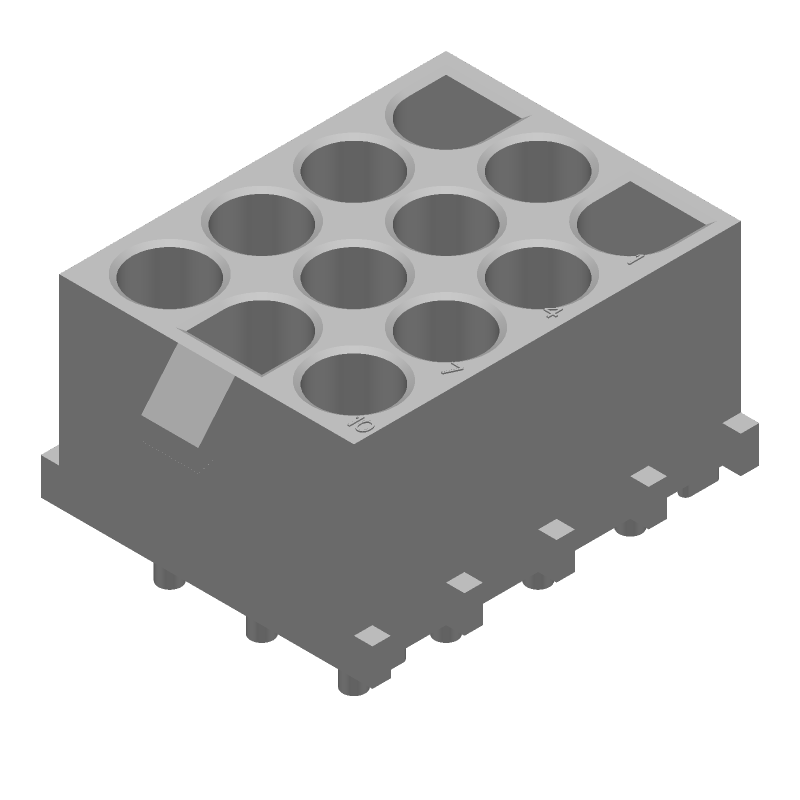 12 Pos Power Connector, Wire-to-Board, 19A, 600V, Tin, UL94 V-0