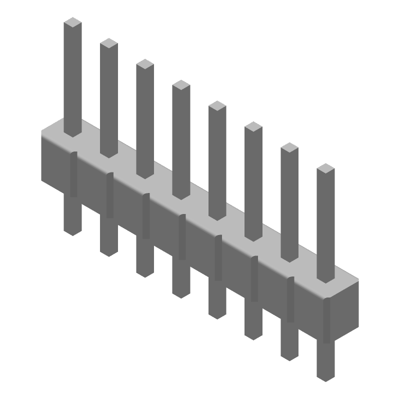 8 Pos 2.54mm Straight Header, Male Pin, Gold/Tin Plated