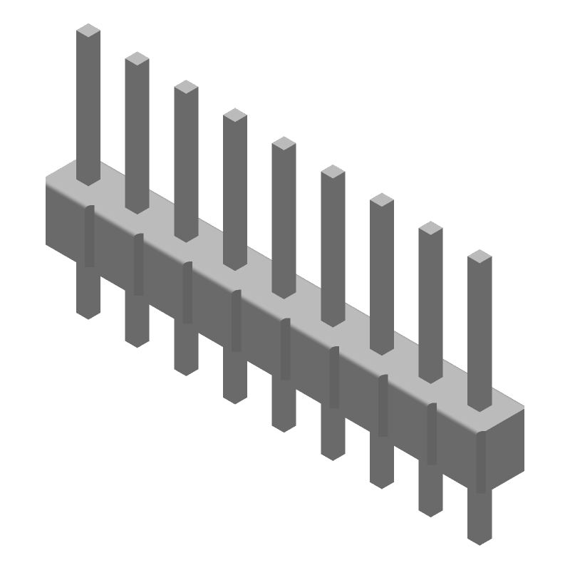 9 Pos 2.54mm Straight Header HDR, Gold/Tin Plated, 3A, 600V