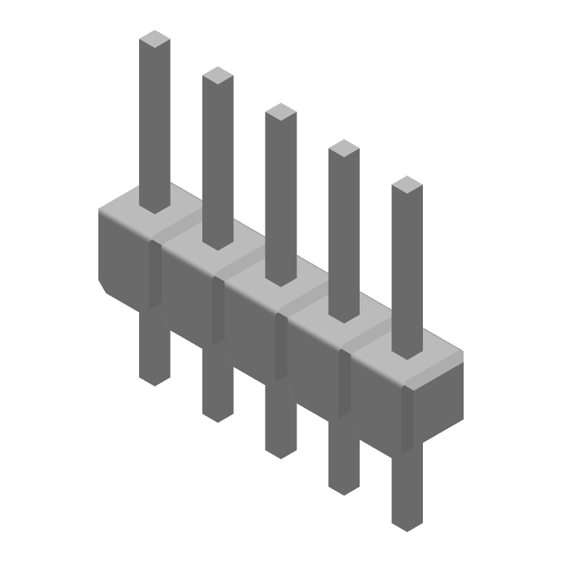 5 Pos 2.54mm Unshrouded Header, Male Pin, Gold/Tin Plating, 3A