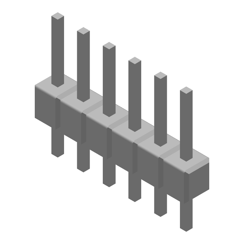 6 Pos 2.54mm Straight Thru-Hole Header, 5A, Tin
