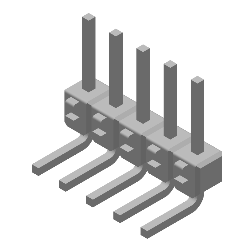 5 Pos 2.54mm RA Thru-Hole Header, 3A, Green PBT