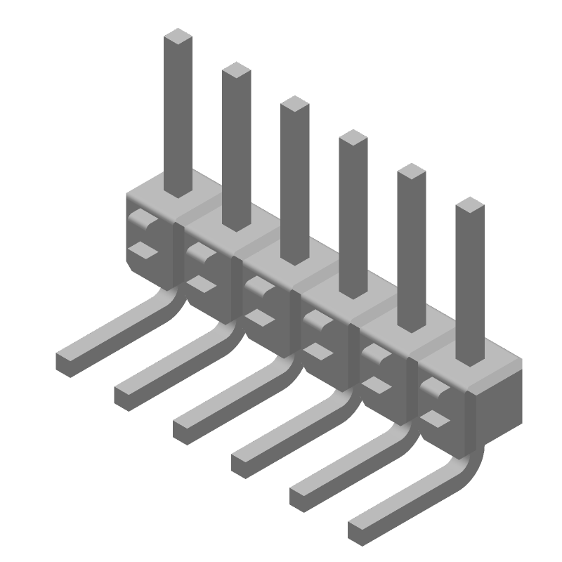 6 Pos 2.54mm RA Thru-Hole Header, Male Pin, 3A, Green