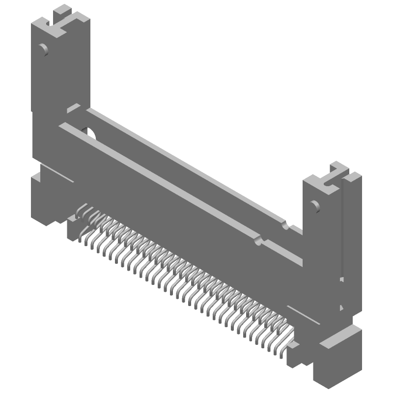 68 Pos 2 Row RA SMT Signal Connector, Gold/Tin Plated Brass