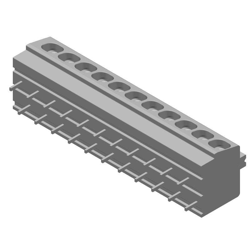11 Pos Terminal Block, 5.08mm Pitch, 16A, 300V, Screwless, Thru-Hole