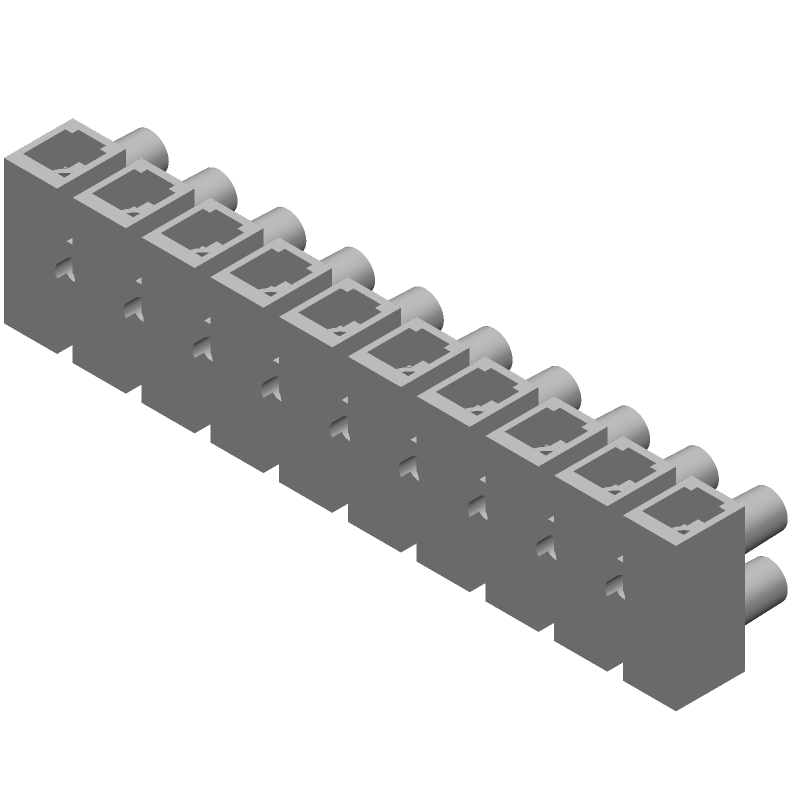 10 Pos Terminal Block, 600V, 65A, Screw, Brass, Tin