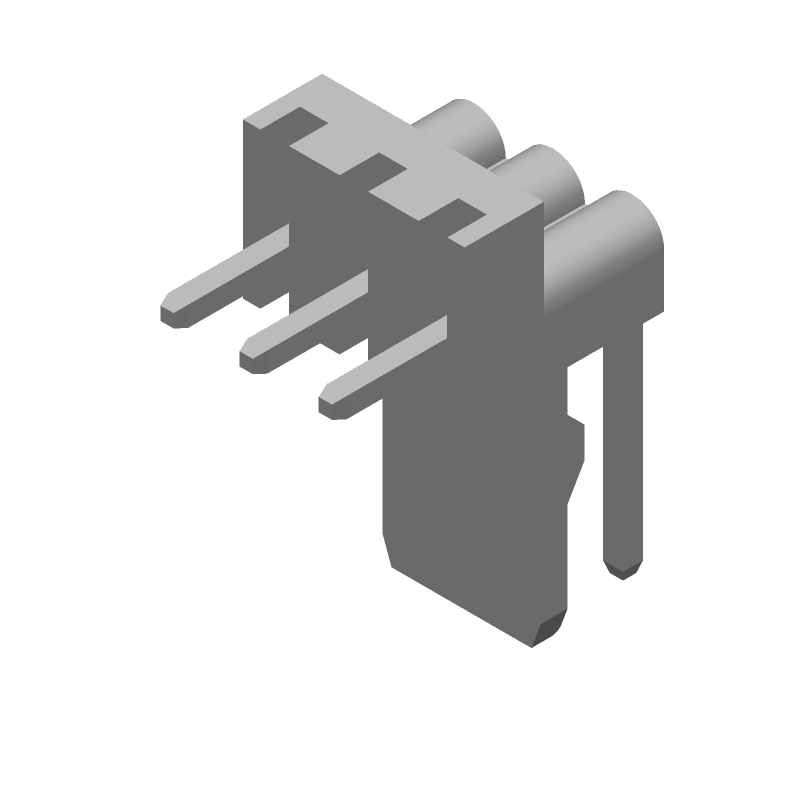 Board Connector, 3 Contact(s), 1 Row(s), Male, Right Angle, 0.098 inch Pitch, Solder Terminal, White Insulator, Receptacle,