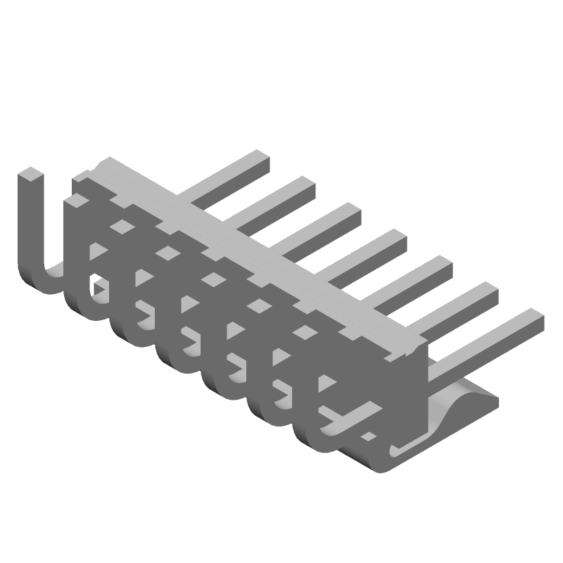 7 Pos RA Header, 3.96mm Pitch, Gold, Solder, 250V