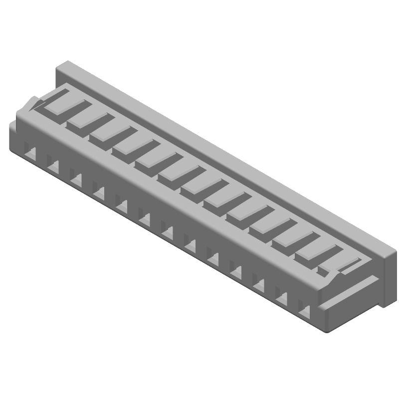 Board Connector, 13 Contact(s), 1 Row(s), Female, 0.079 inch Pitch, Crimp Terminal, Locking, Receptacle,