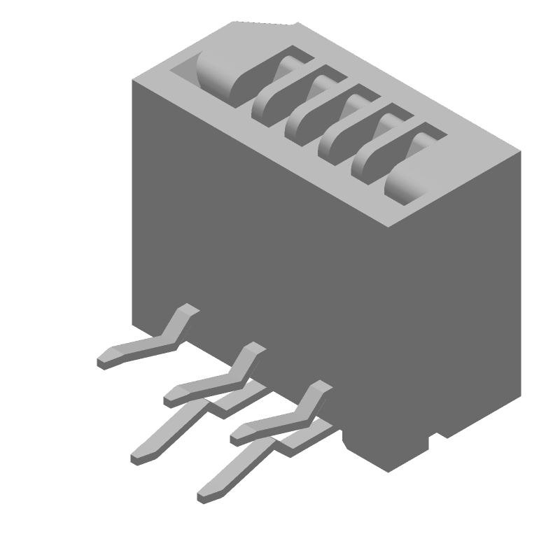 Card Edge Connector, 5 Contact(s), 1 Row(s), Female, Right Angle, 0.049 inch Pitch, Solder Terminal, Locking, Gray Insulator, LEAD FREE