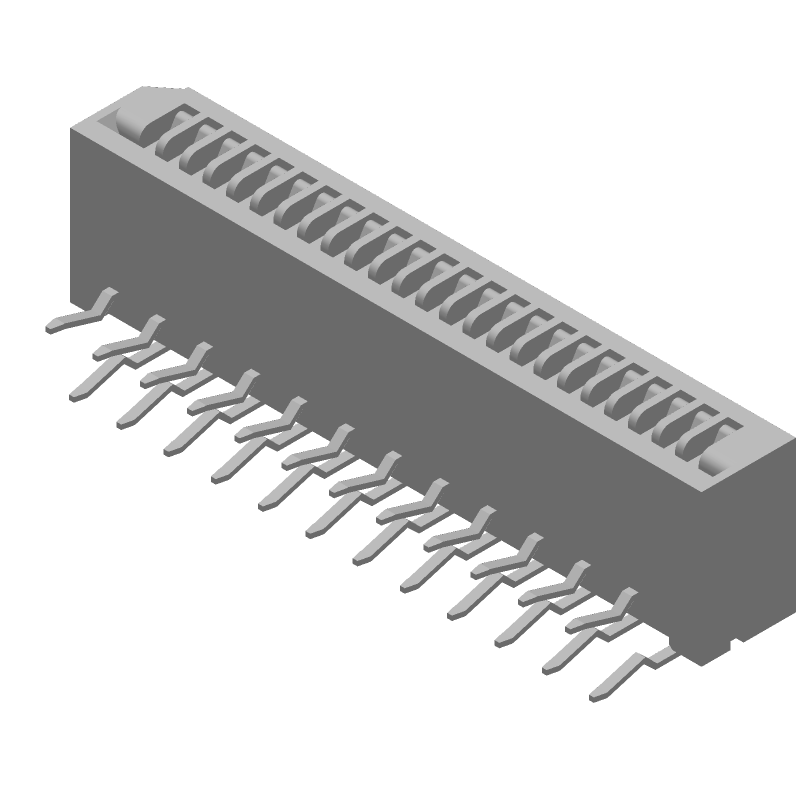 Card Edge Connector, 24 Contact(s), 1 Row(s), Female, Right Angle, 0.049 inch Pitch, Solder Terminal, Locking, Gray Insulator, LEAD FREE