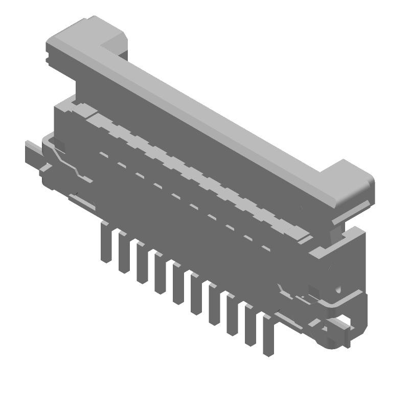 Card Edge Connector, 10 Contact(s), 1 Row(s), Female, Right Angle, 0.039 inch Pitch, Surface Mount Terminal, Locking Mech, LEAD FREE