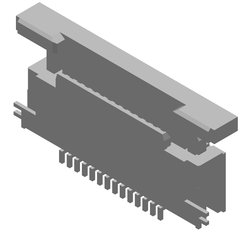 Female Right Angle Header, 14 Pos, 0.5mm Pitch, SMT