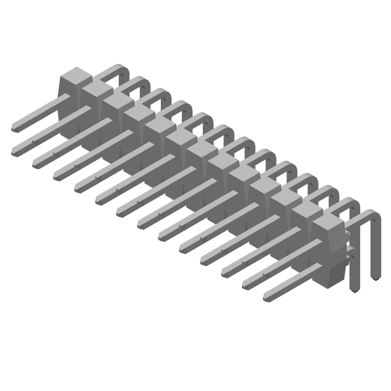 26 Pos 2 Row RA Header, 0.1" Pitch, Gold Plated Pin, Solder